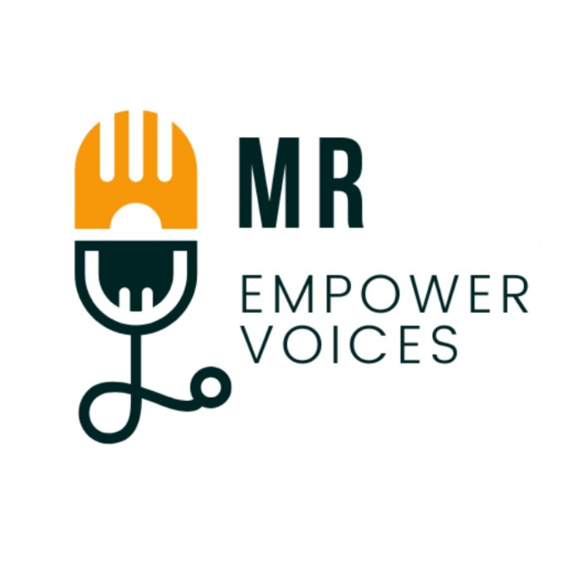 Logotipo de Empower Voices con micrófono.